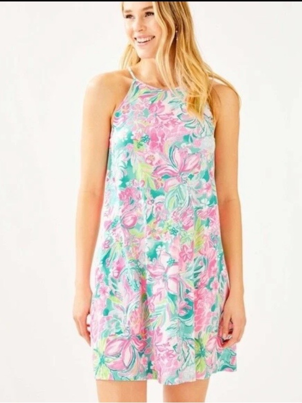 Lilly Pulitzer Margot Sleeveless Swing Dress M Cotton Floral Resortwear